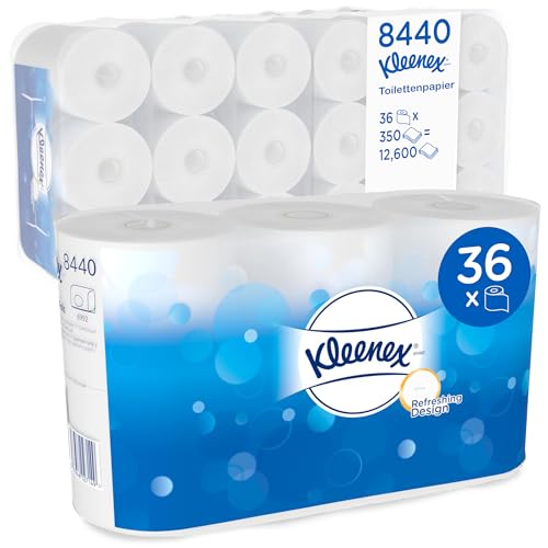 Kleenex, 8440, Standard-Toilettenpapierrollen, 3-lagig, weiß, 36 Packungen x 350 Blatt von KLEENEX