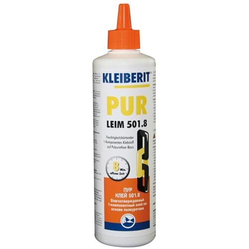 Karton 12 x 500-g-Flasche PUR-Leim 501.8 D4-Leim, Holzleim, kurze Verarbeitungszeit von KLEIBERIT