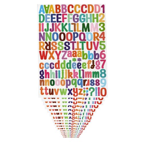 1890×Bunte Buchstaben Aufkleber,15×buchstaben sticker,zahlen sticker Kit Selbstklebendes Vinyl,Regenbogen klebebuchstaben für Postfach,Schilder,Adressnummer,DIY Handwerk,Deko，Bestehen Sie den CPC-Test von KLETTEREI