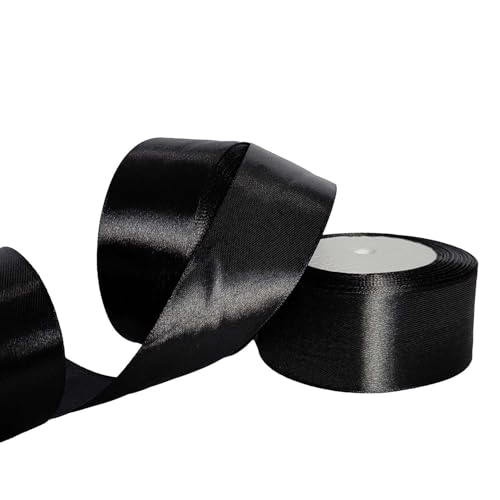 22m X 38mm geschenkband Schwarz，2 Rollen satinband，breite bänder zum basteln ribbon band Verpacken von Geschenken,Muslimische Hochzeit Geburtstagsdekoration(Schwarz) von KLETTEREI