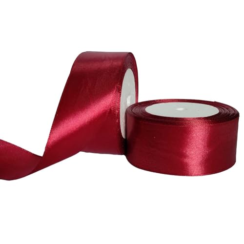 KLETTEREI 22m X 38mm bänder rot，2 Rollen satinband，breite Version zum Verpacken von Geschenken, als Hochzeitsdekoration oder zum Selbermachen individueller Dekorationen (Wein rot) von KLETTEREI