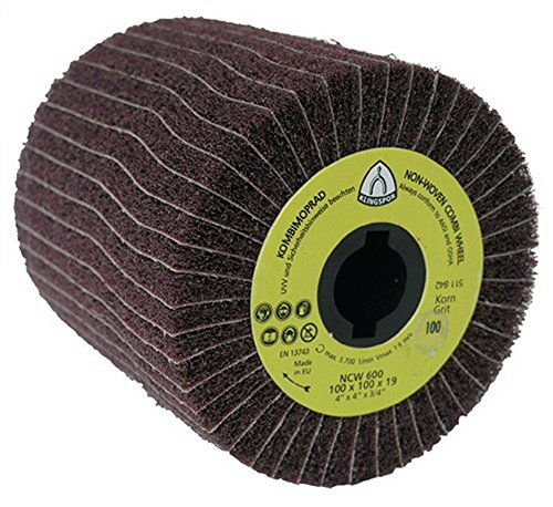 Klingspor 258908 - NCW 600 S Vlies-Satinierwalze, rotbraun, 100x100x19, Verpackungseinheit 1 - Korn 180, sehr fein von KLINGSPOR