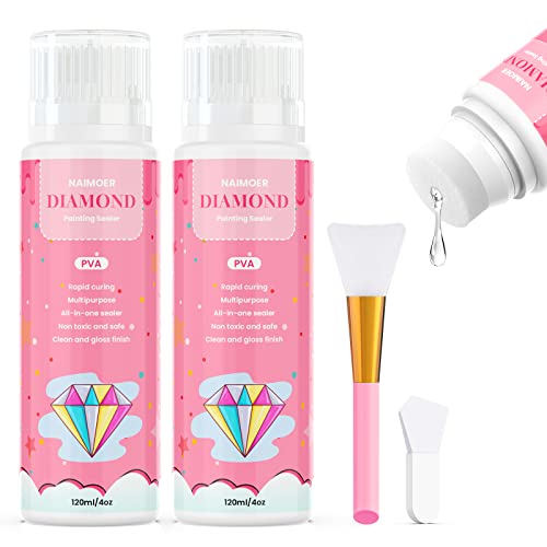 NAIMOER Diamond Painting Versiegelung, 240ml 5D Diamant Painting Zubehör und Pinsel, Transparente Schutzversiegelung zur Fixierung and Versiegelung von Diamant Painting Strasssteine von KLK