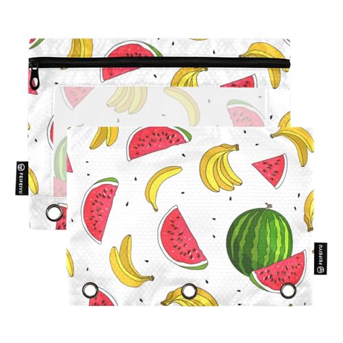 Banana and Watermelon-01 Ordnertasche, 3-fach gelocht, für Ringordner, Aufbewahrung mit 3 Ringen, für Büro, Büro, Dokumenten-Organizer von KLL