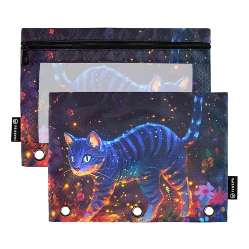 Blue Cat Fantasy Ringbuchtaschen, Ordner, 3 Ringe für 3 Löcher, wasserdicht, für Untersuchungsbüro, Organizer von KLL