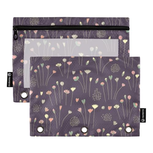 Floral (19) Federmäppchen 3 Loch Locher Binder für 3 Ringe Ordner Etui mit 3 Löchern für Kinder Schreibwaren Zubehör von KLL