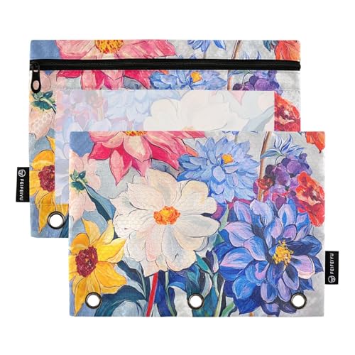 Florals Peonies Gardenia 3-Loch-Taschen-Ordner für drei Ringe, Taschen mit Löchern für Studenten von KLL