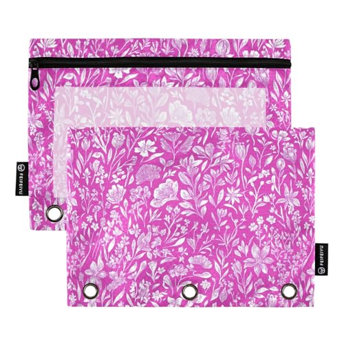 Herbstblumen, Narzissen, Lavendel, Hot Pink, Ringbuch, Tasche, Kosmetiktasche für 3-Loch-Binder, Beutel mit 3 Ringen, für Studenten, Schreibwarenzubehör von KLL