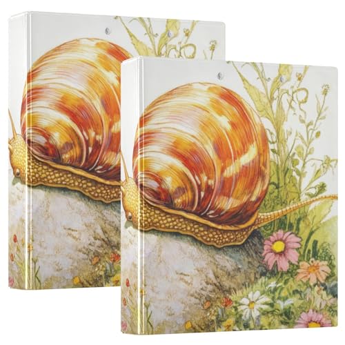 KLL 1 und 1/2 Zoll Notizbuch, Drei-Ringbuch mit Taschen, 1/2er-Pack, sortierte Ordner, Hardcover, Schnecke, Steinblume von KLL