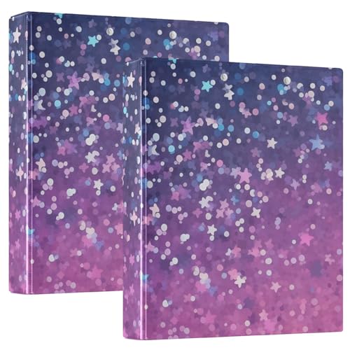 KLL 3,5 cm (1 2 Zoll) Notizbuch, Drei-Ringbuch mit Tascheneinband, 1/2er-Pack, Büro-Binderbedarf, Hardcover, Glitzer-Pailletten, Violett, Blau von KLL