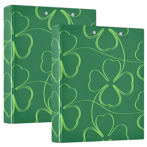 KLL 3,8 cm Ordner, Drei-Ringbuch mit Tascheneinband, 1/2er-Pack, Büroordner, 200 Blatt, Kleeblätter, St. Patrick's Day Lucky Green von KLL