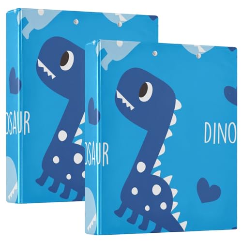 KLL 3,8 cm Ordner mit 3,8 cm Ringbuch mit Klemmbrett, 1/2 Stück, ästhetischer Ordner, Hardcover, Baby-Dinosaurier-Blau, süß von KLL