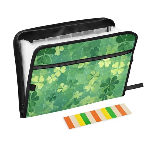 KLL Akkordeon-Aktenordner, Papier-Ordner, Fächermappe, legale Größe, erweiterbar mit Taschen, für Küche, St. Patrick's Day Good Fortune von KLL