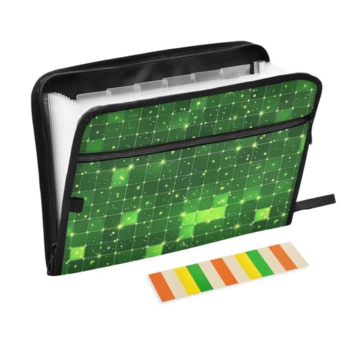 KLL Aktenordner, Organizer, Aktenordner, Briefgröße, Akkordeon, mehrere Taschen, Ordner mit Taschen für klinische Krankenpflege, St. Patrick's Day Clover Lucky Green von KLL