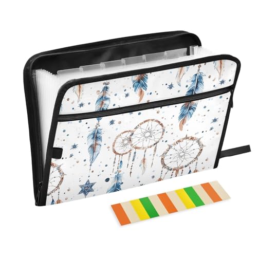 KLL Dokumentenmappe mit Trennblättern, monatlicher Aktenordner, Büro-Papier-Organizer mit Reißverschluss für die Arbeit, Western-Traumfänger, Tribal-Stern, primitiver Charm, funkelnd KLL Dokumentenmappe mit Trennblättern, monatlicher Aktenordner, Büro-Papier-Organizer mit Reißverschluss für die Arbeit, Western-Traumfänger, Tribal-Stern, primitiver Charm, funkelnd von KLL