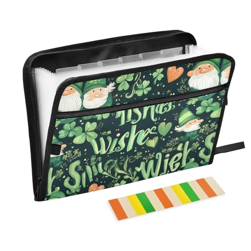 KLL Erweiterbarer Aktenordner Aktenordner Taschen Aktenordner Kunststoff Poly-Hängeregister mit Reißverschluss für Dental, St. Patrick's Day Wishes von KLL