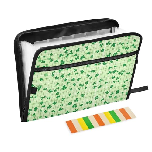 KLL Fächermappe, Fächermappe, Fächermappe, Poly-Hängemappe mit Taschen für Krankenhaus, schön, stilvoll, St. Patrick's Day, Glücksklee von KLL