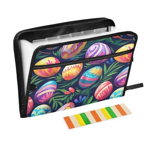 KLL Fächermappe mit Taschen, Papier-Organizer, Aufbewahrungsordner, legale Größe mit Taschen für Klassenzimmer, Osterei von KLL