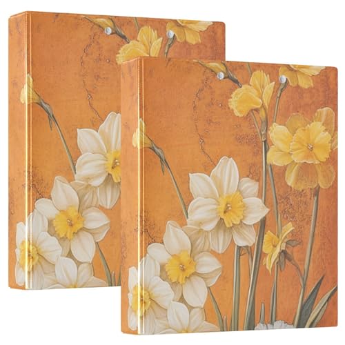 KLL Ringbuch mit Taschen, 3,8 cm, Aesthetic Binder Hardcover, Blumen, Narzissen, Phlox, Schmetterlinge, Bienen, 1/2 Stück von KLL