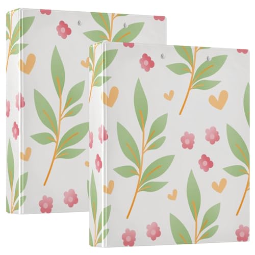 KLL Runde Ringbinder, 3,8 cm, Notizbuchordner mit Klemmbrett, 1/2 Packung Ordner, Schulbedarf, Hardcover, frischer Blumendruck von KLL