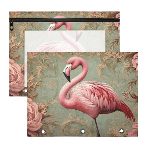 Kosmetiktasche mit 3 Löchern für A4-Papier, Briefe, 2 Stück, für Lehrer, Büro, Retro, viktorianischer Stil, Flamingo, flaches Design Kosmetiktasche mit 3 Löchern für A4-Papier, Briefe, 2 Stück, für Lehrer, Büro, Retro, viktorianischer Stil, Flamingo, flaches Design von KLL