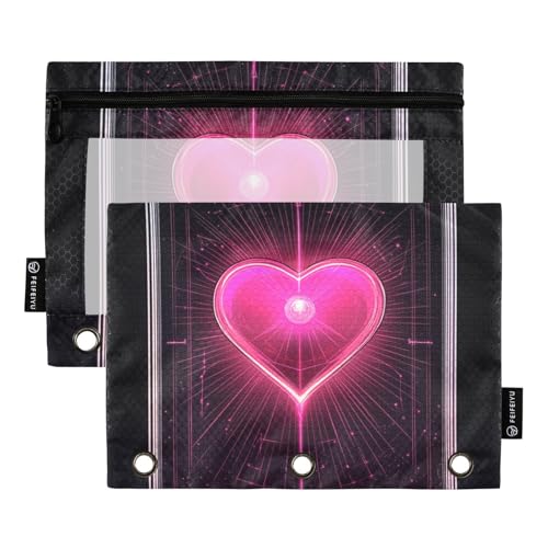 Pfirsichherzen Vinyl Valentinstag Bleistiftbeutel Ringe Binder Einsatz für Ringe Binder Ordner mit 3 Löchern für Büro Büro Organizer von KLL