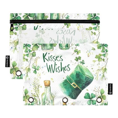 St. Patrick's Day Happy Vase Binder Pocket Binder Federmäppchen für 3 Loch Binder Taschen mit drei Ringen für Büro Aufbewahrungsbehälter von KLL