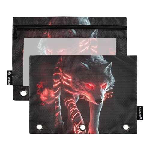 White Wolf Ringe Binder Taschen Kunststoff Binder Taschen für 3 Ringe Ordner mit Wasserdicht für Kinder Schreibwaren Zubehör von KLL