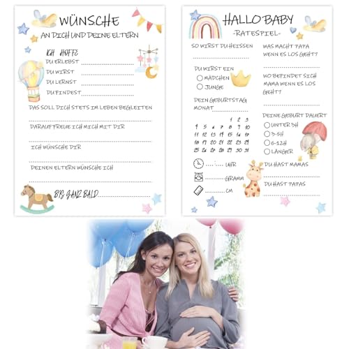 20 x füllbare Baby Shower Spielkarten für Baby Shower oder Gender Reveal Super Ratespiel für Jungen und Mädchen Partyspiele Baby Tipp Karten - Beidseitig bedruckt - Deutsch von KLLJ