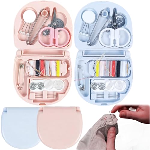 Nähset Reise mit Nähzubehör,2pcs Mini Nähzeug Geschenke,Nähset Mini,Nähset Reise Reisende,Tragbares Reise Näh Nähzubehör Sewing Kit von KLLJ