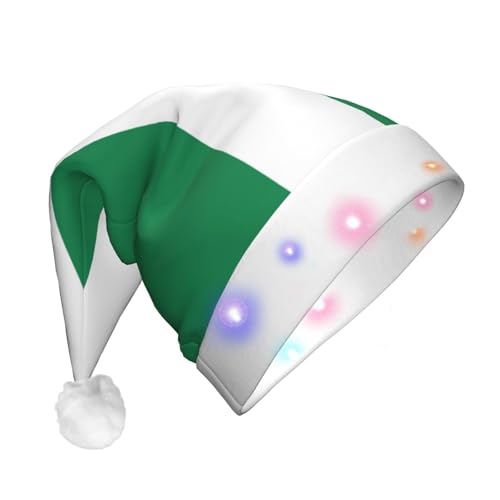 KLNBV Weihnachtsmütze mit Flagge von Nigeria, mit LED-Lichtern, für Erwachsene, mit 3 Leuchtmodi, für verschiedene Anlässe von KLNBV