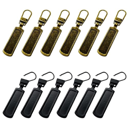 12 Stück Reißverschluss Zipper, Ersatzteile Reißverschluss Zipper Abnehmbares Metall Zipper Pull, Universal Reißverschluss Reparatur Zipper für Koffer Geldbörse Jacken Stiefel Jeans(Bronze/Schwarz) von KLOP256