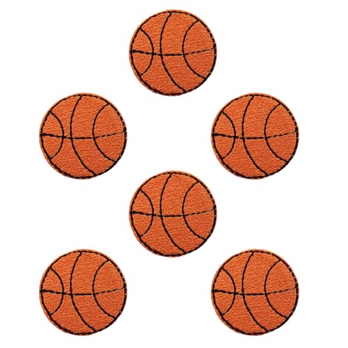 KLORIZ 6er-Pack Mini-Basketball-Flicken zum Aufbügeln, bestickt, Stoffabzeichen, Zubehör von KLORIZ