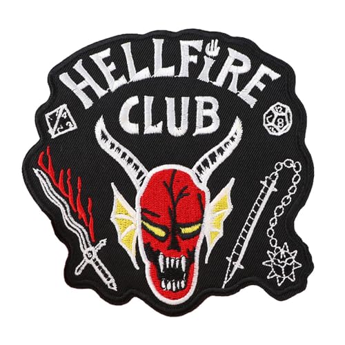 KLORIZ Hellfire Club roter Dämon bestickter Aufnäher zum Aufbügeln Punk Biker Weste Kleidung Stoff Abzeichen DIY von KLORIZ