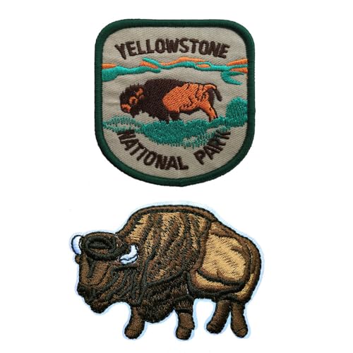 2 Stück Yellowstone National Park Stickerei Aufbügler Patch für Kleidung Zubehör von KLORIZ