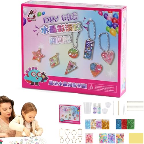 KLOUYHTY DIY Resin Pendant Kits for Child,2025 New Resin Mold Pendant DIY Kit Set,Resin Crystal Pendant,DIY Handmade Crystal Epoxy Pendant,Resin Mold Kit - Creative (8 Pendants) von KLOUYHTY