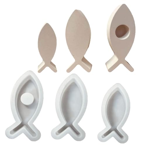 KLSBEEURR(売店) Silikon-Formen, 3PCS Fischförmige Halter Form Epoxidharz Silikon Formen for Die Herstellung Von Halter Gips Ornament Kunst Handwerk von KLSBEEURR(売店)