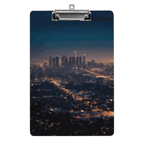 Hängendes Klemmbrett, niedliches Klemmbrett, Los Angeles Skyline bedrucktes Acryl-Klemmbrett sind geeignet für Büros, Studenten, Lehrer und Krankenschwestern von KLSVTMEA