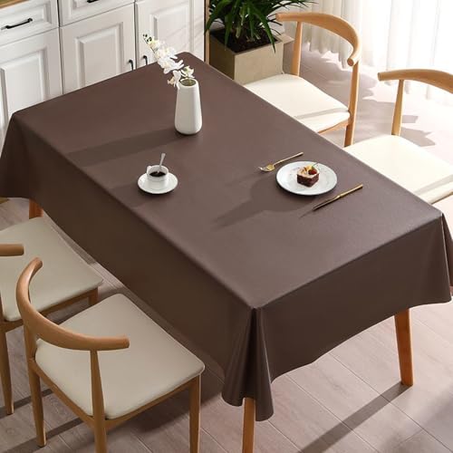 KLUOT PVC Tischdecke 120 x 120 cm Rechteckige Abwischbare Tischdecken Strapazierfähiges Tischwäsche rutschfeste Tischtuch für Esszimmer, Garten, Party, Hochzeiten oder Haushalt Kaffee von KLUOT