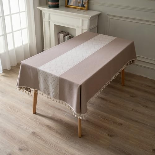 KLUOT Quaste Tischdecke 140 x 180 cm Tischwäsche Rechteckig Garten Tischdecken Pflegeleicht Abwaschbar Table Cloth für Küche, Esstisch, Couchtisch, Parteien, Abendessen von KLUOT