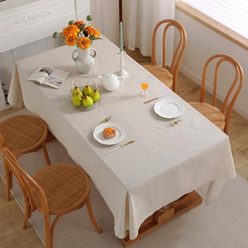 KLUOT Tischdecke 135 x 300 cm Baumwolle, Leinenoptik Tischdecken Abwaschbar Table Cloth Tischwäsche für Küchentisch und Outdoor Tischtuch von KLUOT