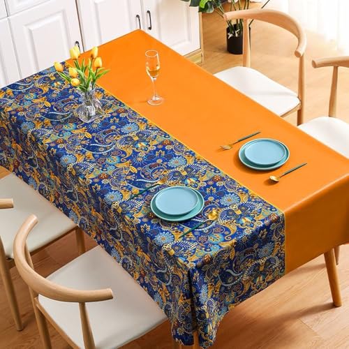 KLUOT Tischdecke 140 x 180 cm Wachstuchtischdecke PVC Tischdecke Plastik, Tischdecke Outdoor eckig Table Cloth Waterproof Abwischbare Tischtuch Dining Table Cover von KLUOT