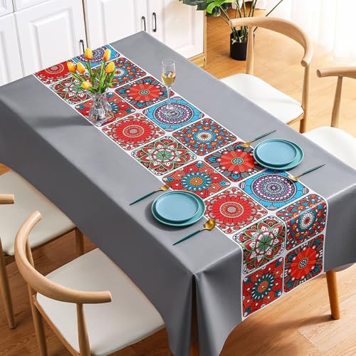 KLUOT Tischdecke 140 x 180 cm Wachstuchtischdecke PVC Tischtuch Plastik, Tischdecken Outdoor eckig Table Cloth Waterproof Abwischbare Tischwäsche Dining Table Cover von KLUOT