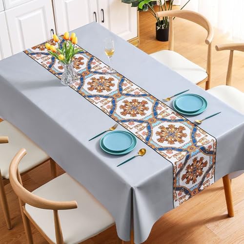 KLUOT Tischdecke 140 x 200 cm Wachstuchtischdecke PVC Tischtuch Plastik, Tischdecken Outdoor eckig Table Cloth Waterproof Abwischbare Tischwäsche Dining Table Cover von KLUOT