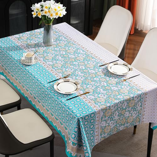 KLUOT Tischdecke 140 x 200 cm Wachstuchtischdecke PVC Tischtuch Plastik, Tischdecken Outdoor eckig Table Cloth Waterproof Abwischbare Tischwäsche Dining Table Cover von KLUOT