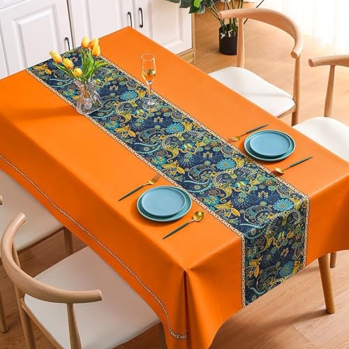 KLUOT Tischdecke 140 x 220 cm Wachstuchtischdecke PVC Tischdecke Plastik, Tischdecke Outdoor eckig Table Cloth Waterproof Abwischbare Tischtuch Dining Table Cover von KLUOT