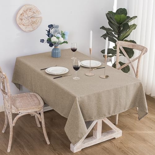 KLUOT Tischdecke 140x220cm Wasserdicht Dekorative Einfarbige Tischdecken, Baumwoll-Leinen Tischtuch für Küche Esszimmer Haus Tischdekoration von KLUOT