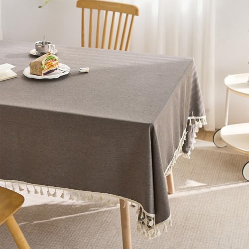 KLUOT Tischdecke 80 x 120 cm Quaste Tischdecke Baumwolle und Leinen Tischtuch Rechteck Couchtisch Tischdecke Gartentischdecke Abwaschbar Küchentischabdeckung für Speisetisch von KLUOT