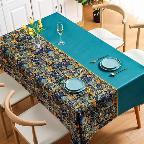 KLUOT Tischdecke 90 x 150 cm Wachstuchtischdecke PVC Tischtuch Plastik, Tischdecken Outdoor eckig Table Cloth Waterproof Abwischbare Tischwäsche Dining Table Cover von KLUOT