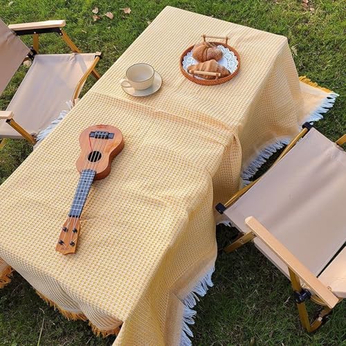 KLUOT Tischdecke 90 x 90 cm Tischdecke Rechteckig Quaste Tischtuch Baumwolle Leinen Tischdecken Abwaschbar Staubdicht Couchtisch Table Cloth für Küche Picknick Weihnachts Tischdekoration von KLUOT